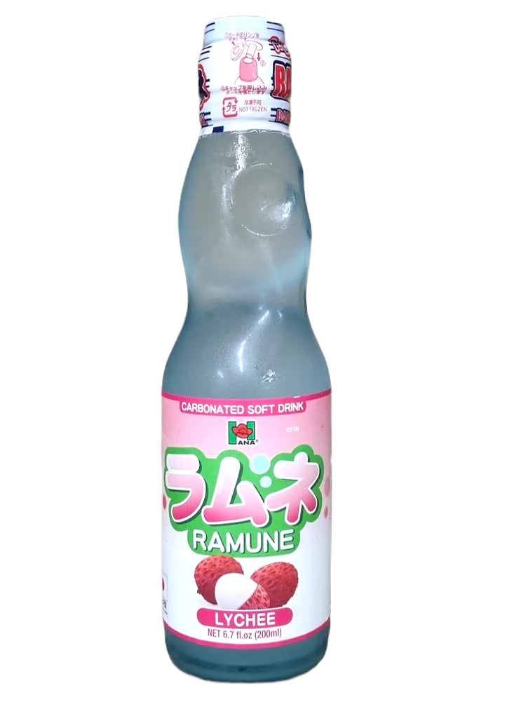 Ramune Carbonate soft drink, Lychee 200ml.